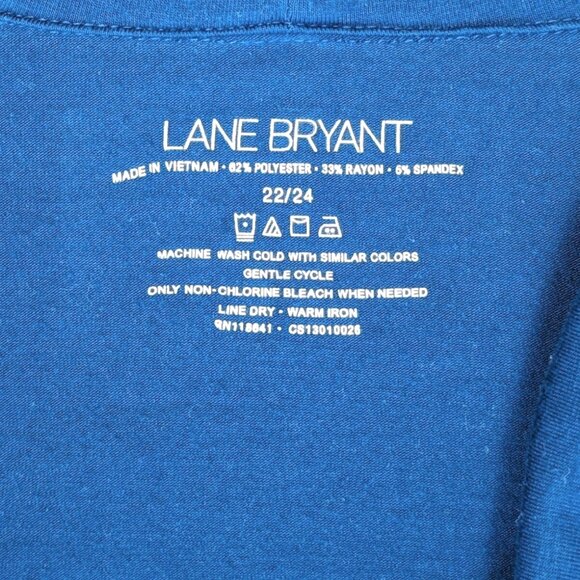 Lane Bryant Top Short Sleeve Cowl Neck Blouse Stretch Blue Womens Plus 22 / 24 - Picture 8 of 11
